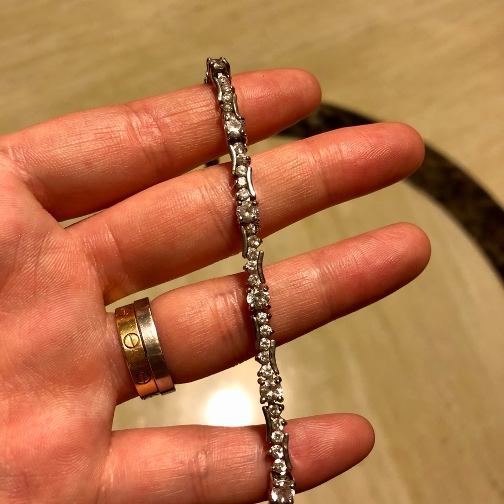 Like New 925 Sterling Silver with Real Crystals Bracelet